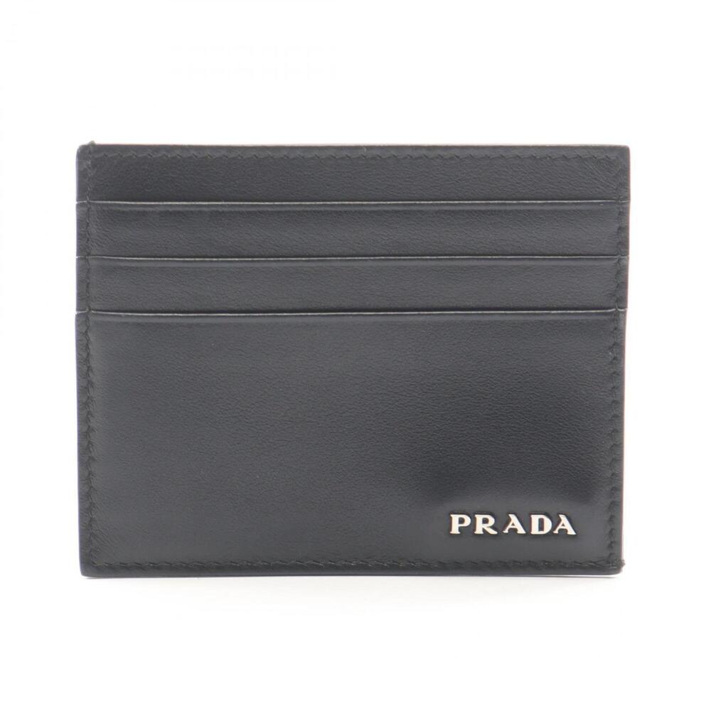 Prada PRADA Business Card Holder/Card Case, Leather, Men's, Black, 2M1223